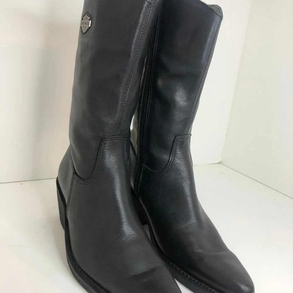 Harley-Davidson Women's Black Leather Cowgirl Boots Sz. 9 GORGEOUS! - Picture 4 of 12